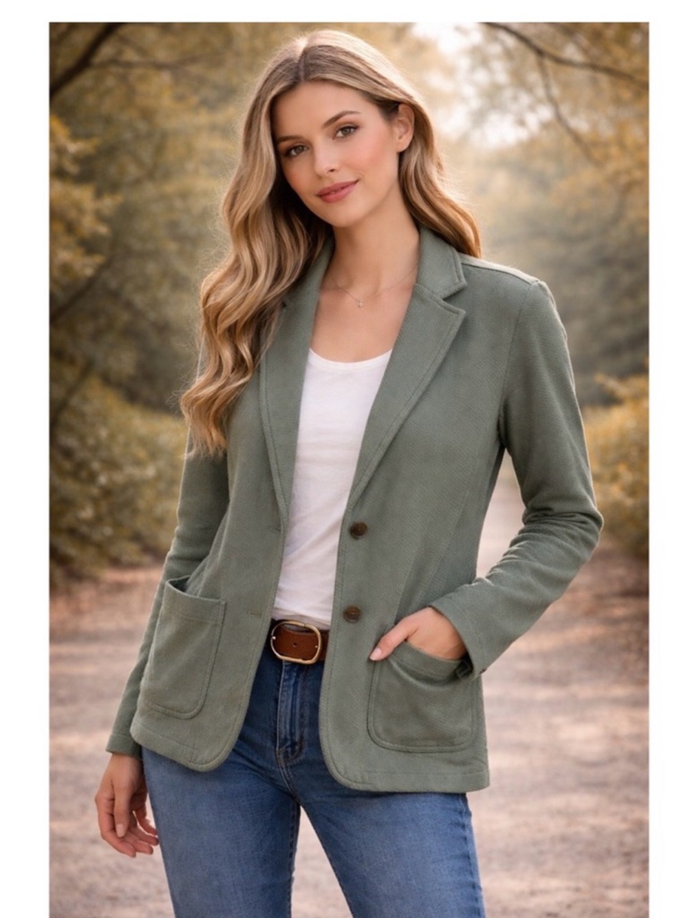 Caslon Knit blazer  sage green